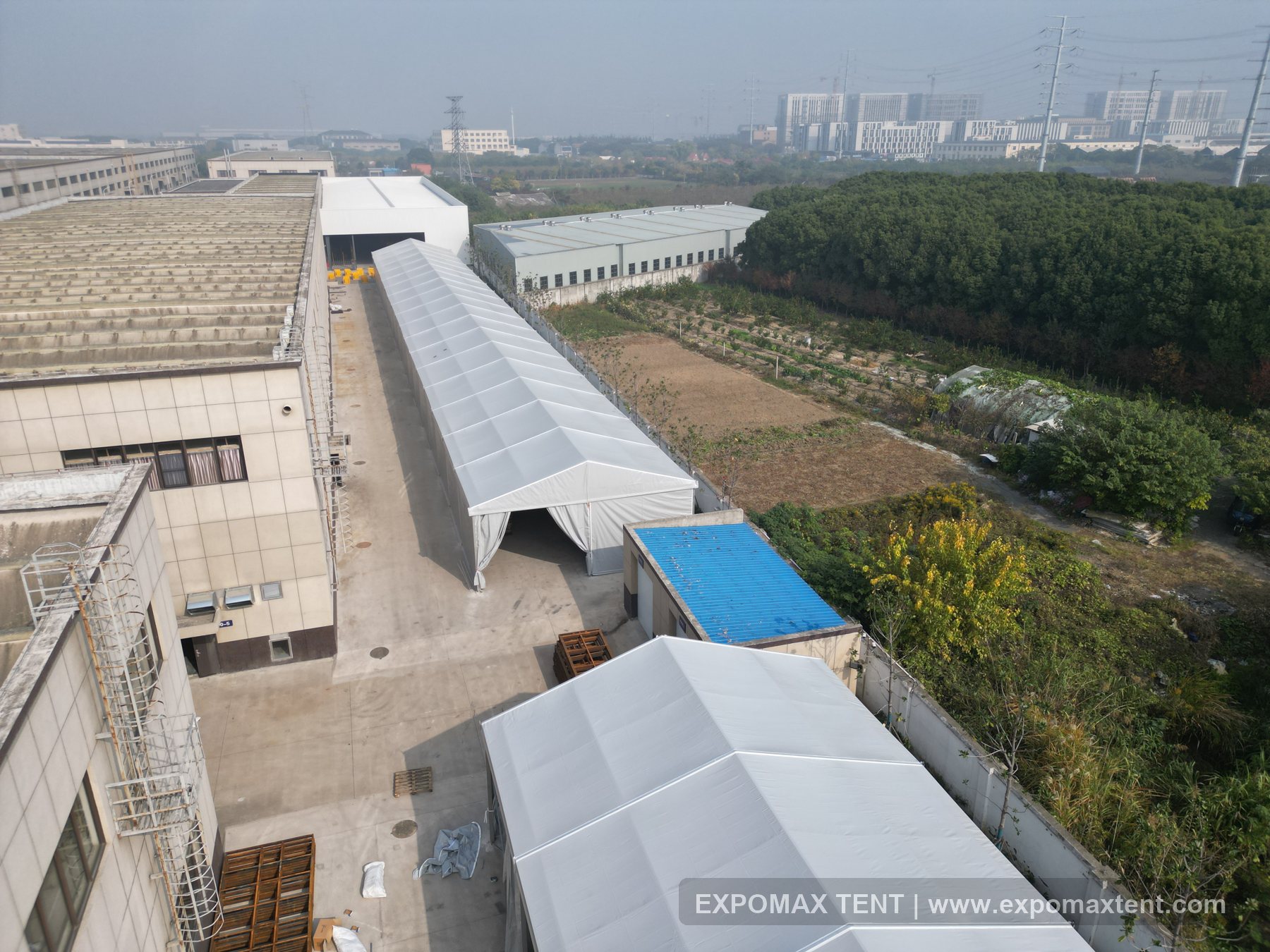Long-term factory tent project in use for after-sales and future support