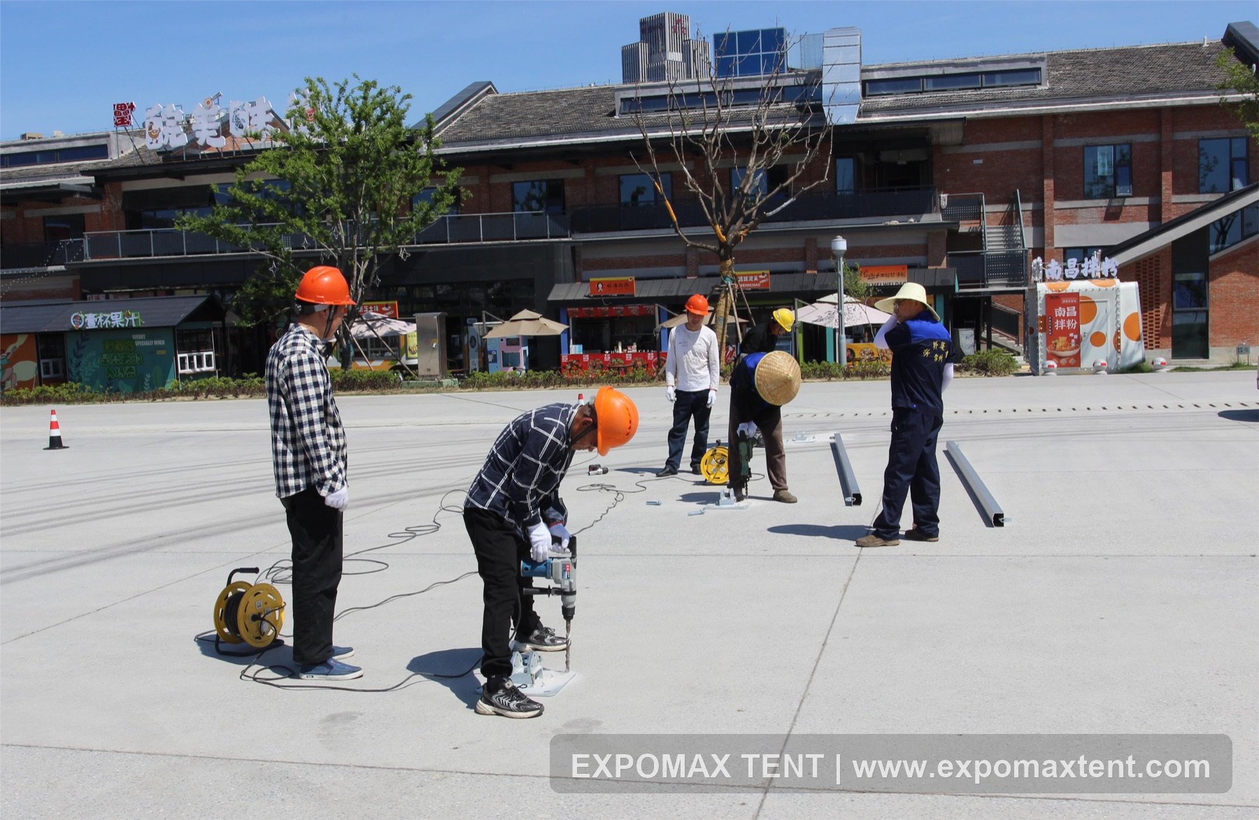 Anchor installation for exhibition tent