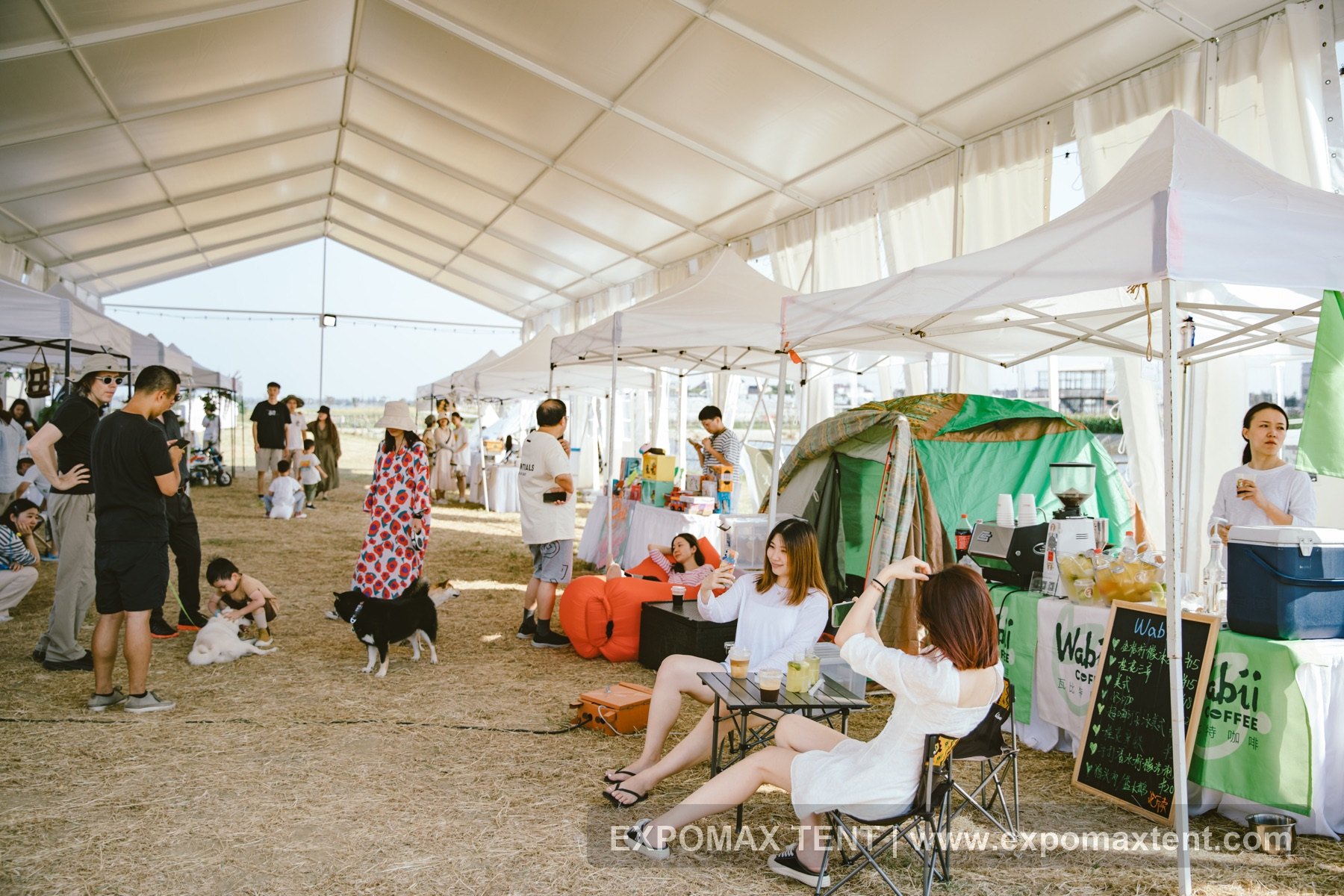 Outdoor party and market tent interior